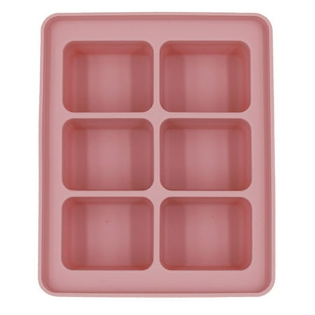 

Silicone Ice Cubes Stencils 6 Grids with Lids Reusable BPA Free for Family Party Pink 1PCS