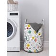 thumbnail image 3 of Floral Laundry Bag, Colorful Summer Flowers and Leaves Designed in Scandinavian Pattern Art, Basket with Handles Drawstring Closure for Laundromats, 13" x 19", White and Multicolor, by Ambesonne, 3 of 4