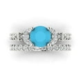 thumbnail image 2 of Clara Pucci 14K White Gold Round Cut 1.5Ct Simulated Turquoise Engagement Ring + Matching Band - Luxury Box Included, 2 of 7