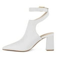 thumbnail image 2 of FSJ Women Chic Pointed Closed Toe Chunky High Heel Sandals Cross Buckled Ankle Strap Backless Booties Wedding Party Shoes Size 10 White, 2 of 4