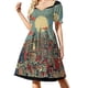 thumbnail image 3 of Vestido de manga corta con estampado de girasoles, vestido ajustado, ropa de mujer, novedades, vestido de lujo., 3 of 7