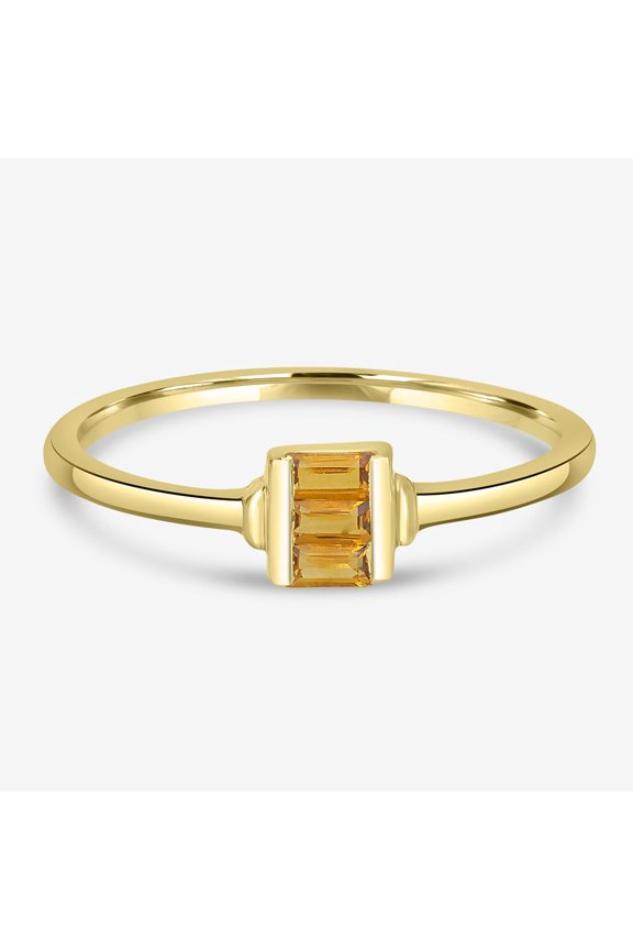 0.15 Ct Baguette Citrine Midi Ring in Sterling Silver