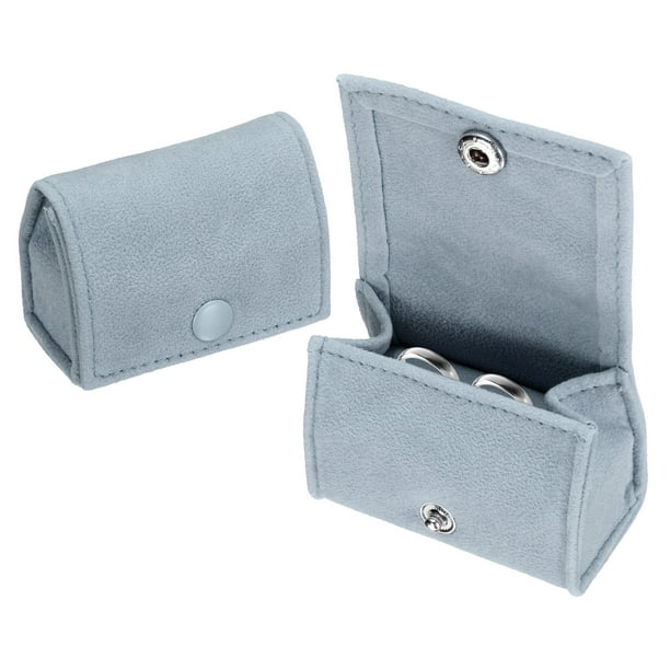 Caja de anillos de terciopelo Uxcell, caja de joyería de viaje, organizador portátil de anillos pequeños para almacenamiento de anillos, aretes y joyas, regalo para mujeres y niñas, azul