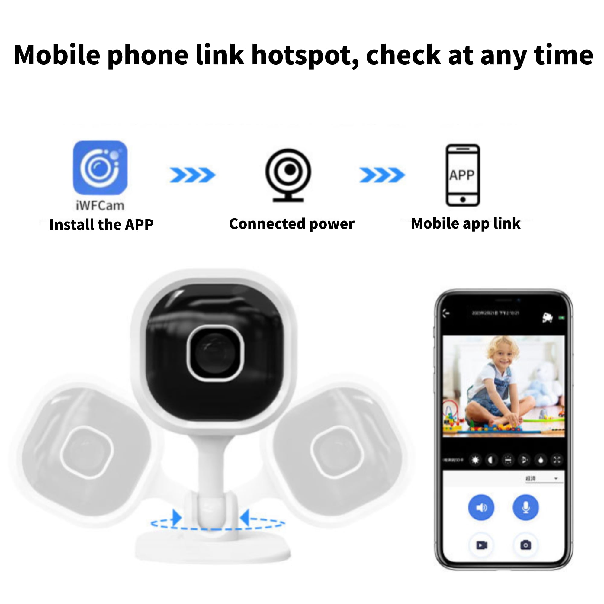 eTone Security Camera Outdoor/Indoor HD Night Vision Wired Home Cam, AI Human Detection, Cloud/SD Card Storage, Derict to WiFi, Two-Way-Audio, Smartphone Control, Black