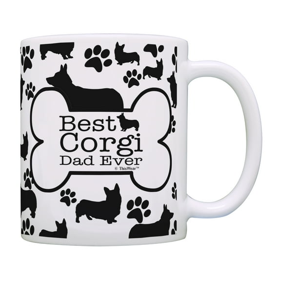 ThisWear Best Dog Dad Mug Best Corgi Dad Ever Paw Print Coffee Cup Dog Dad Mug Dog Coffee Mug