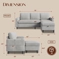 thumbnail image 2 of Modern L-Shaped Sectional Sofa with Storage Ottoman and 2 Cup Holders, Convertible 3-Seater Corduroy Couch with Side Pockets for Small Apartments, Living Room, Office, Light Gray, 2 of 5