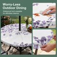 thumbnail image 5 of Round Outdoor Tablecloth with Umbrella Hole and Zipper, Purple Leaves Tablecloth with Elastic Waterproof, Summer Botanical Patio Table Covers for 45" - 54" Picnic Pool Tables, 5 of 9