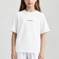 thumbnail image 4 of FRSASU Childrens T-Shirt Summer Round Neck Drop Shoulder Short Sleeve Tee Label Letter Casual Loose Basic Tee White, 4 of 5