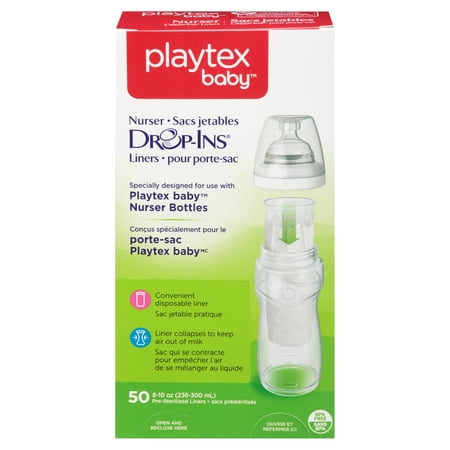 Playtex Baby Drop-Ins Liners For Playtex Baby Nurser Bottles 8-10oz 50