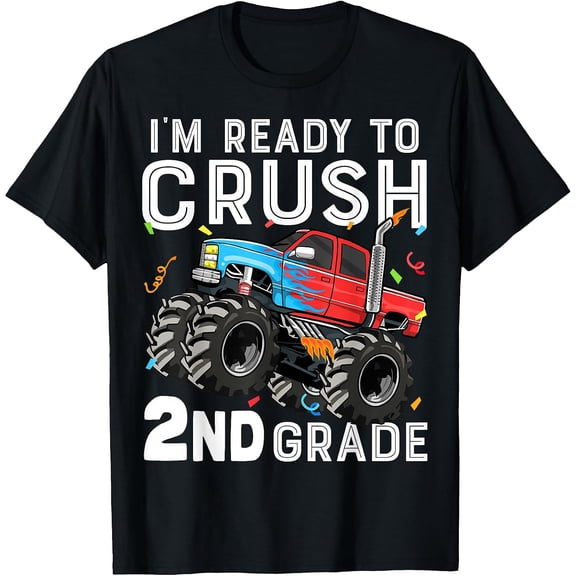 I'm Ready to Crush 2nd Grade First Day of Second Grade Boys T-Shirt, T-Shirt for Kids Youth, 180gsm, 100% Cotton
