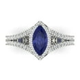 thumbnail image 2 of 1.2ct marquise cut blue tanzanite 14k white gold halo Bridal Wedding Engagement Promise Anniversary Ring for Women size 10.25, 2 of 7