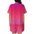 thumbnail image 6 of Fuzoiu Light Purple Glitter Print Women's Short-Sleeved Pajama Set,Lounge Sleepwear Set,Womens Pajama Sets 2 Piece,Button-Up Top and Shorts with Pockets-Large, 6 of 7
