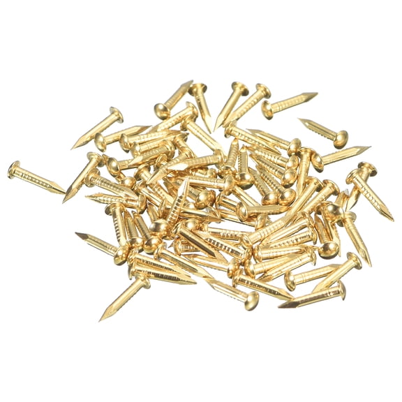 Uxcell 70Pcs Small Tiny Nails 1.5x10mm(DxL) Tiny Brass Nails Hardware Round Head Brass Nail for Wooden DIY Projects, Brass Tone