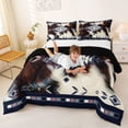 thumbnail image 3 of jejeloiu Nautical Aztec Full Size Comforter Sets,Cowhide Print Bedding Comforter Set For Boys,Blue Brown White,Black Reversible,3-Piece,1 Comforter and 2 Pillowcases, 3 of 7