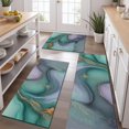 thumbnail image 2 of Green Purple Gold Marble Pattern Kitchen Rugs Sets Of 3,Kitchen Runner Rugs Non Skid Washable,Decorative Kitchen Floor Mats for Kitchen,Sink,Laundry,17"x30"+ 17"x47" + 17"x59", 2 of 6
