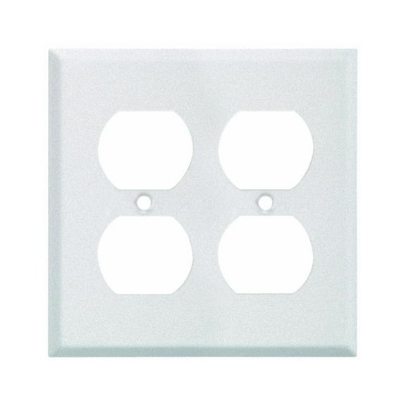AmerTac Pro White Steel Duplex Outlet Wall Plate - 2 Gang, White