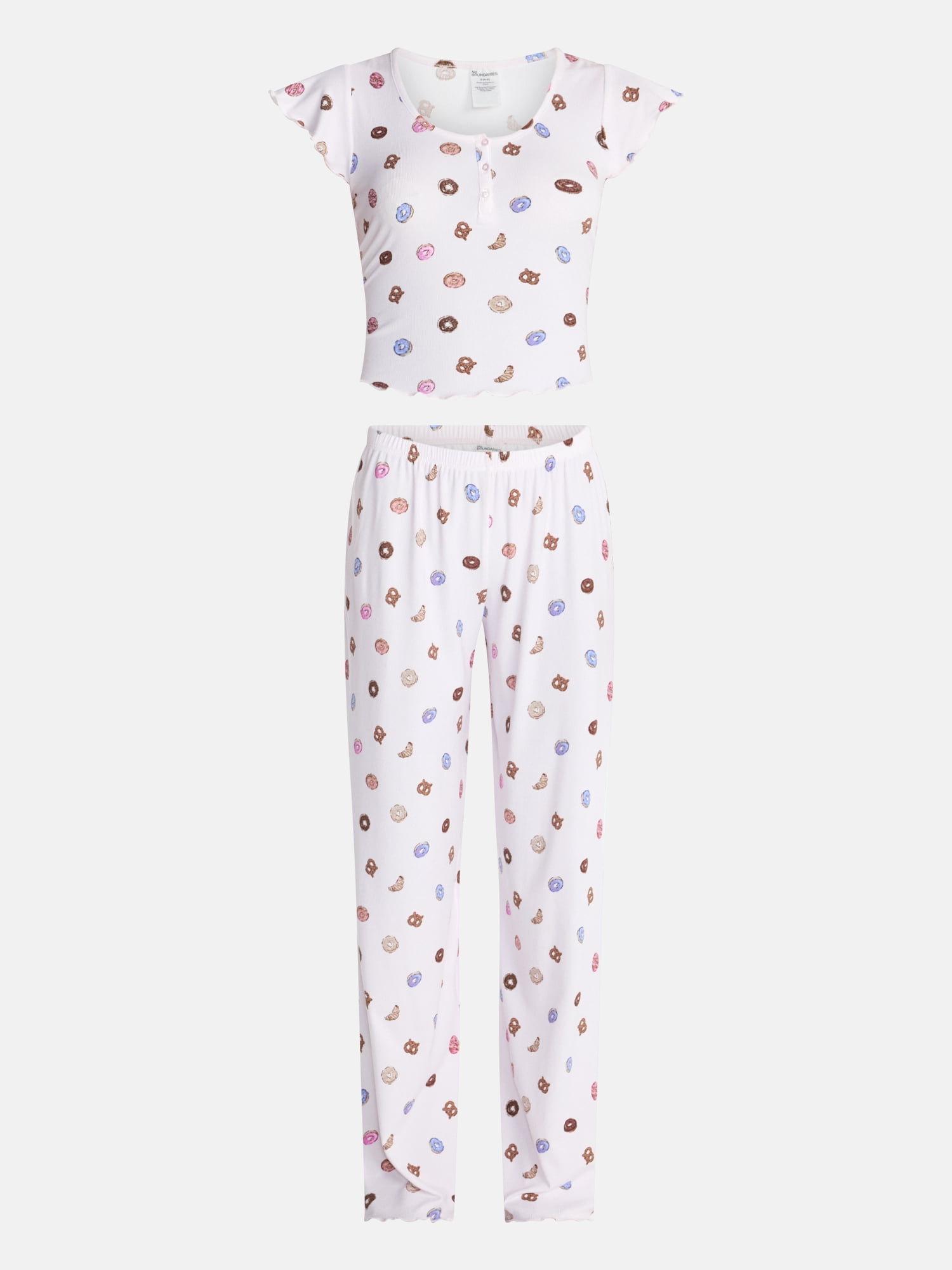 No Boundaries Henley Top and Pants Sleep Set, 2-Piece, Women's XS-XXL