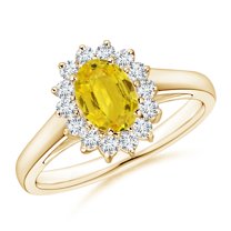 ANGARA Natural Princess Diana Inspired 1 ct Yellow Sapphire Ring in 14K Yellow Gold for Women (Size-7x5mm) | September Birthstone, Anniversary, Jewelry Gift for Women | Natural Yellow Sapphire Ring