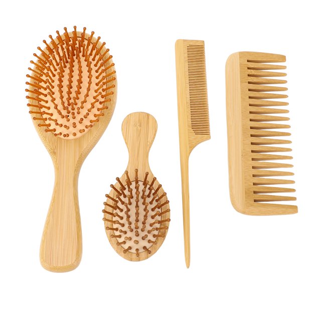 Peine De Dientes Anchos, 4 Piezas, Suave Y Cómodo, Cepillo Para Desenredar El Cuero Cabelludo Y Juego De Peine Para El Cabello Para El Hogar