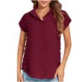 thumbnail image 1 of Blusa superior de la camisa de la rebeca del botón de la manga corta de la gasa del verano de la manera atractiva ocasional de las mujeres Pompotops qwe20653, 1 of 9