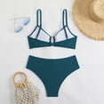 thumbnail image 5 of JIAYUE Women Swimsuit Sets V-Neck Solid Color Sleek Tankini With Cutouts Backless Spaghetti Strap Two Piece Bathing Pool Female Swimwear, 5 of 8