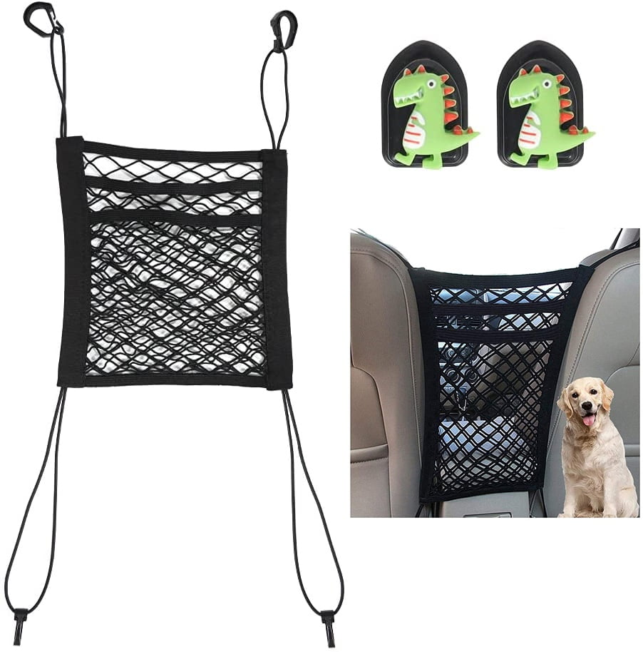 3Layer Car Mesh Organizer, Seat Back Net Bag with Car Dashboard Cute