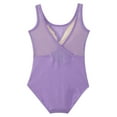 thumbnail image 4 of TiaoBug Kids Girls One Piece Gymnastics Leotards Sheer Mesh Ballet Dance Sleeveless Bodysuit Purple 5-6, 4 of 7