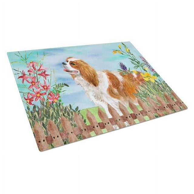 Carolines Treasures CK1225LCB Cavalier Spaniel Spring Glass Cutting Board, Large