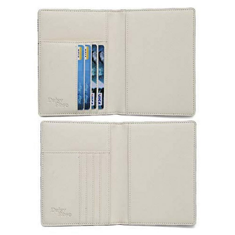 Daisy Rose Luxury Passport Holder Cover Case  PU Vegan Leather RFID Travel  Organizer Card Holder (Cream) 