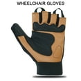 thumbnail image 6 of Wheelchair Gloves Mobility Disability Workout Fingerless Long Thumb Leather Palm Gloves Brown - XS, 6 of 6