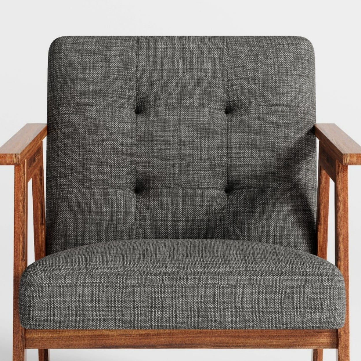 Modern Accent Chair, Fabric Upholstered Armchair with Tufted Details and Wooden Frame, Light Gray Lounge Chair for Living Room, Bedroom & Office, Gray