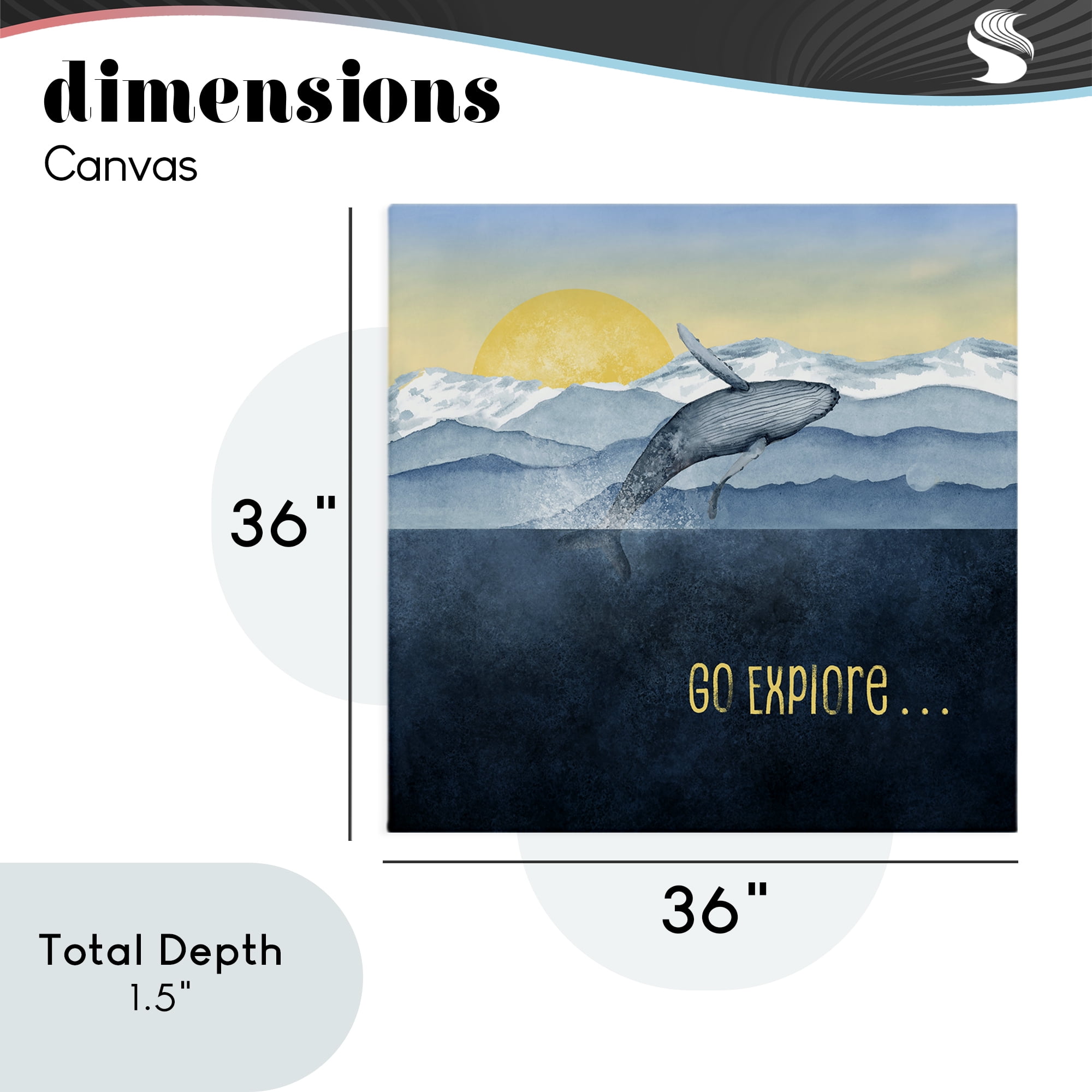 Go Explore Whale Breach Canvas Wall Art, design by Brett Blumenthal