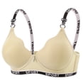 thumbnail image 2 of EaskTriop Wireless Bras for Women - Seamless Ribbed Push Up Bralette No Underwire Supportive Everyday Comfort T-Shirt Bra Letter Print, 2 of 6