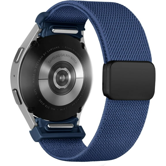 Magnetic Elastic Bands Compatible with Samsung Galaxy Watch 7/6/5/4/FE 40m 44mm/Galaxy Watch 6 Classic 43 47mm/Watch 5 Pro 45mm/Watch 4 Classic 42 46mm, 20mm One Click No Gap Stretchy Nylon Wristband