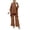Brown, variant on Elegant Women'S 2-Piece Cape Tunic & Wide-Leg Palazzo Pants Set - Flowy Casual Outfit For Daily & Dressy Occasions