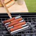 thumbnail image 3 of Hyasfey Support à Rouleaux pour Hot-Dogs avec Poignée en Bois Support à Rouleaux pour Saucisses Barbecue Cuisson Uniforme Outil de Cuisson Extérieur 5 Capacités, 3 of 8