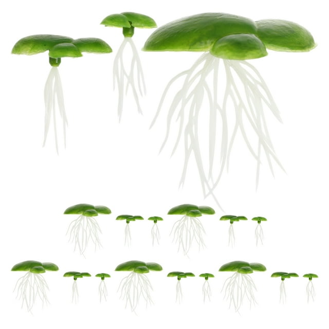 Artificial Floating Duckweed Plants Green Plastic Fish Tank Accessories 6Pack 1.0In
