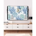 thumbnail image 3 of Summer Coastal Outdoor TV Cover 60 to 65 inch Starfish Shell Coral Watercolor Blue Ocean Waterproof Dustproof TV Covers for Outside with Zipper Remote Control Pocket Flat Screen Protectors, 3 of 7