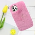 thumbnail image 5 of Compatible with iPhone 14 Pro Max Case Cute Plush Furry Case with Glitter Lanyard Strap Bling Diamond Camera Lens Protector Soft Winter Warm Plush Fluffy Fur Cover for Women and Girls, Pink, 5 of 10