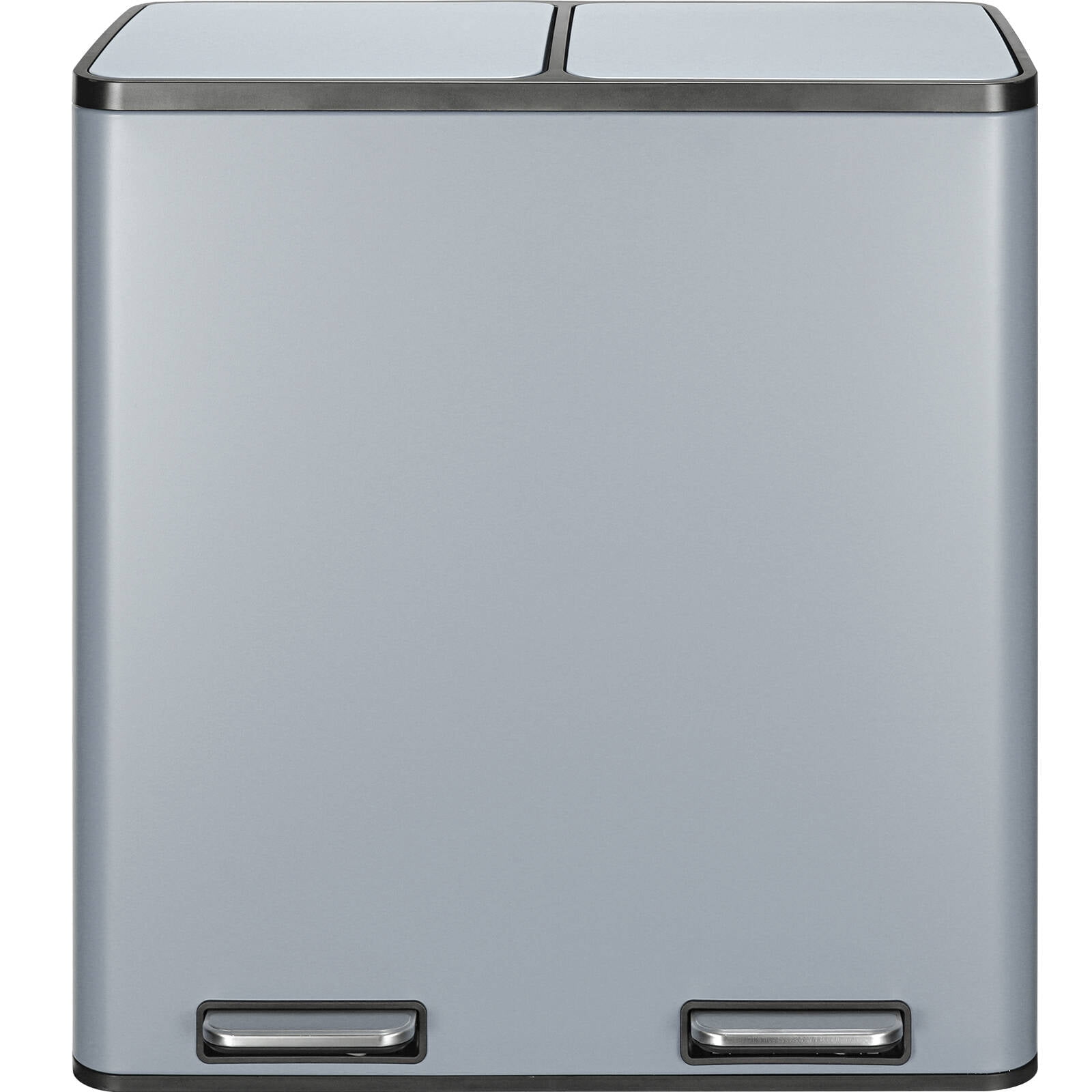 Arlopu 2 x 8 Gallon Dual Garbage Can Stainless Steel Kitchen Step Trash Can, Recycle Dustbin with Soft-Close Lid