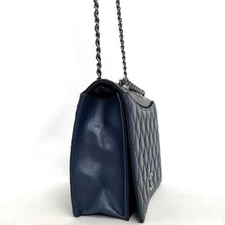 トートバッグ × ヴィンテージ(中古) Chanel Chain Shoulder Bag Pre-Owned CHANEL Chain Shoulder Bag Navy Black Silver