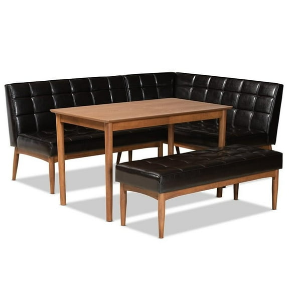 Bowery Hill Brown Finished Wood 4-Piece Dining Nook Set