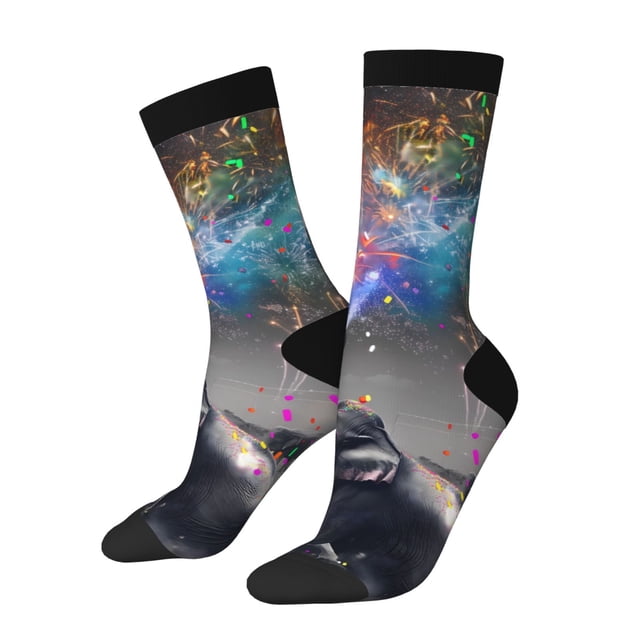 Balery Elephant Fireworks Celebration Calcetas Largas con Estampado para Hombre y Mujer – Suaves y Transpirables, Talla Única (US 5-11)
