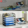 thumbnail image 4 of Behome Desk File Organizer, 5 Trays Paper Organizer Letter Tray with Handle, Paper Sorter Desk Organizer for Office, Home or School, Black, 4 of 7