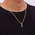 thumbnail image 3 of Gold Plated Cross Necklace for Men, Stainless Steel Mens Cross Necklaces with 3.5mm Figaro Chain, Pendant Chain 16-24 Inches, 3 of 9