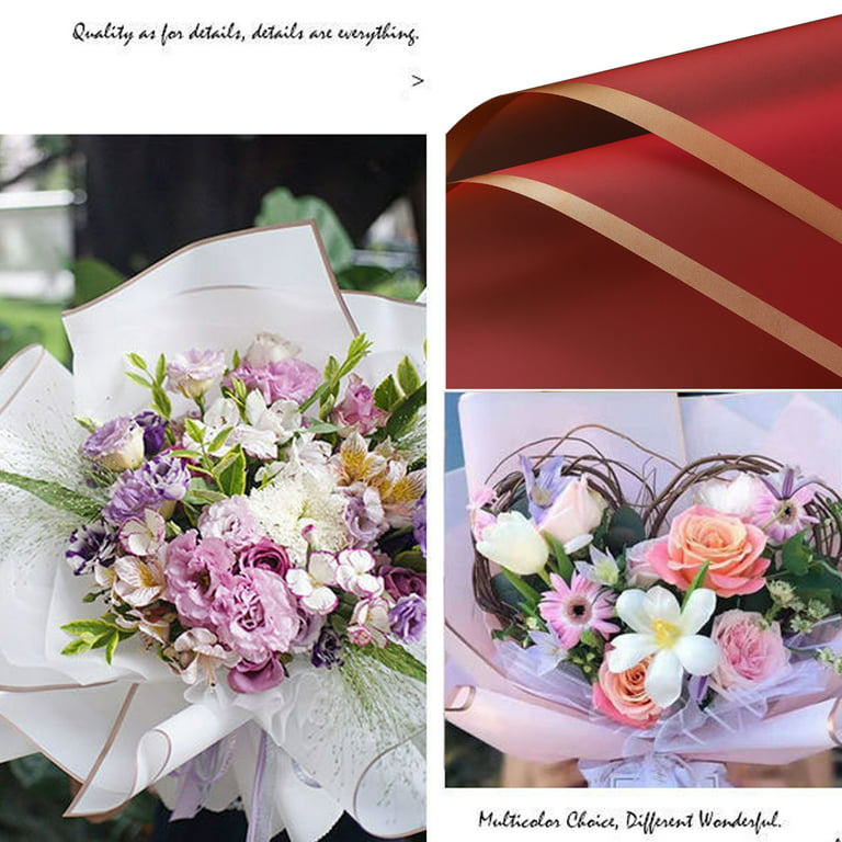 Waterproof Floral Wrapping Paper Sheets Fresh Flowers Bouquet Gift  Packaging Korean Florist Supplies, 20 Sheets,redG1457 
