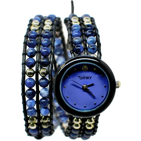 Winky Designs Double Wrap Watch, Blue Cosmo