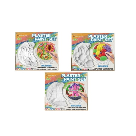 Playtek Paint Your Own Landscape Plaster Art Kits, 3-Pack