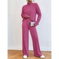 thumbnail image 4 of Women'S 2 Piece Fall Outfits Sets Travel Knit Pullover Tops and Wide Leg Pants Sweatsuit Lounge Sets Rose Red L, 4 of 7