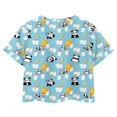 thumbnail image 2 of Uourmeti Pandas O Neck Short Sleeve Kids Cute Short Crop Top Casual Soft Sports Tee Lightweight Loose Pullover for 9-10 Girls, 2 of 5